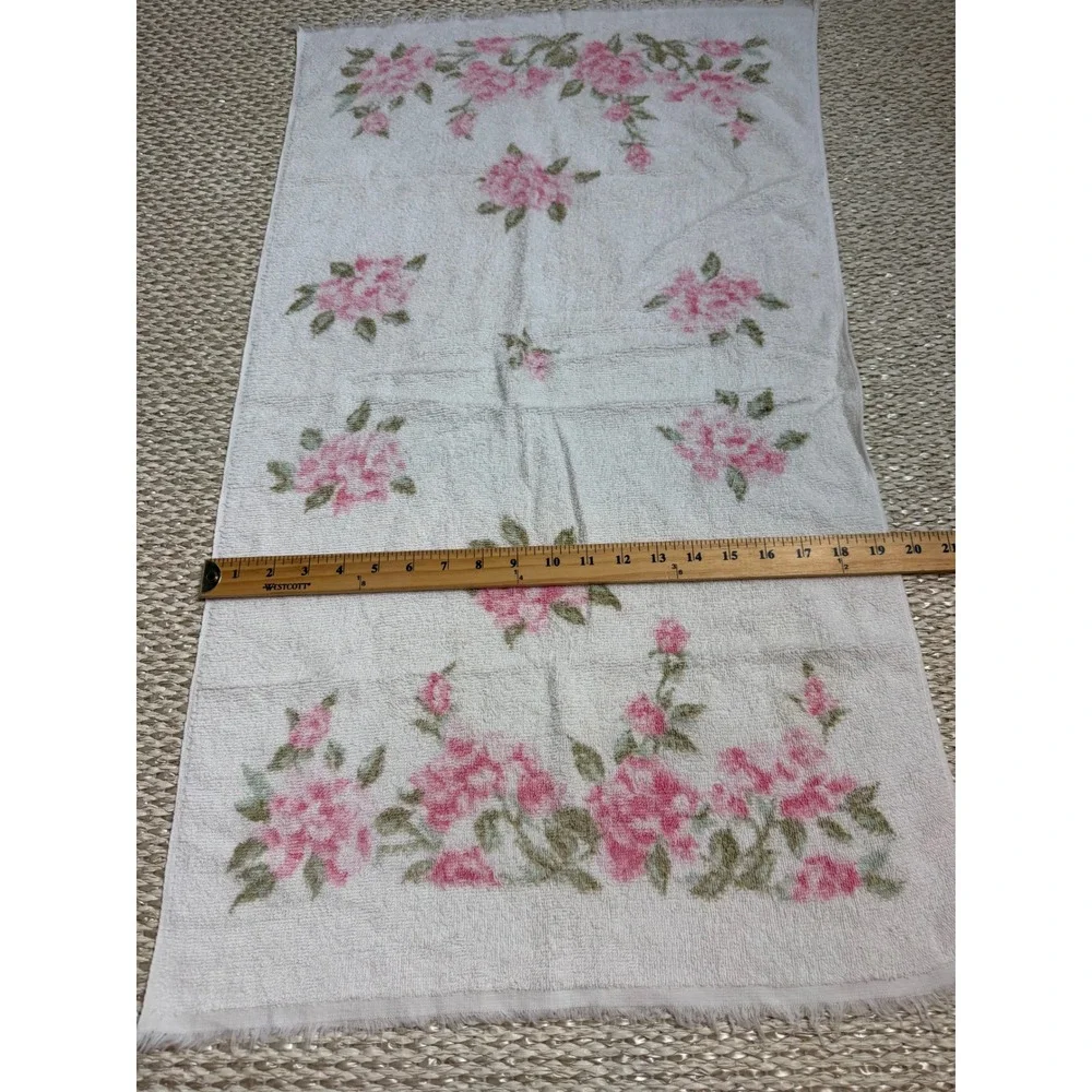 Vintage Royal Terry of California Pink Rose Floral Cotton Hand Towel cottagecore